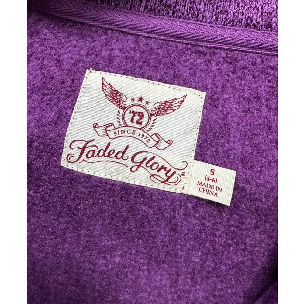 Faded Glory Womens Small 4-6 Full ZIp Purple Jacket 100% Polyester